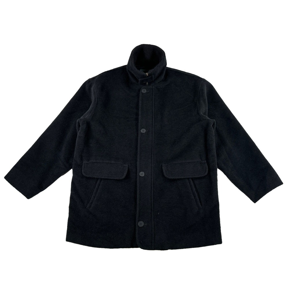 Tom James Alpaca Wool Overcoat Coat Men's Large Black Military Style